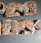 Antique Anthropomorphic Lions Carved Wood Fronton Pediment Architectural Salvage