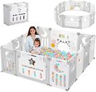 Baby Playpen Playard 14 Panels Safety Kids Indoor Baby Fence W  Activity Board