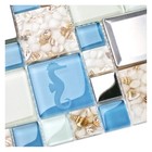 Blue Sea Glass Tile Backsplash Beach Style Mosaic Tiles Real Seashell Inside    