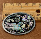 Vintage Ornate Sterling Silver Abalone Shell Bird Brooch Pin Mexico 925 Signed