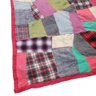 Vintage Handmade Patchwork Crazy Quilt Camp Blanket Wool Blend 78x62 Red Blue