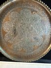 Vtg antique Islamic Persian Brass 10 5    Portraits Tray With Hanger On Back