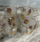 Libbey Gold Leaf Frosted Water Glasses Set Of 4 Vintage