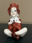 Vintage Ceramic Crossed Legged Sitting Pixie Elf Blue Eyes Occupied Japan