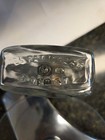 Vintage Glass Bottle W lid Embossed M Moss Glass   Des pat 105265 Rd No 57  5 In