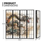 4-panel Shoji Screen Room Divider  5 9 Ft Wood Dragon Pattern Room Dividers A   