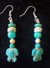 Torquise Pucca Shells Freshwater Pearls Necklace And Earring Set  Handcrafted 
