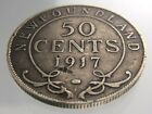 1917c Canada Newfoundland 50 Cents Half Dollar Silver Km 12 Circulated Coin V573