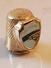 Vintage Gold Toned Pewter Thimble Fort Box6