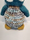 Homemade Crochet Owl Plush Pillow Toy Decor Teal Gold Brown Tan Mcm Style 