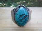 Magnificent Huge Big Vintage Sterling Silver   Turquoise Cuff Bracelet 