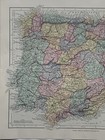 1882 Spain   Portugal Hand Coloured Original Antique Map By Edward Stanford