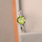 1 20 Ct Natural Peridot Diamond Engagement Wedding Ring 14k White Gold Size 7