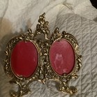 Vtg Double Picture Frame Ornate Filigree Gold Tone Metal Victorian Easel Back
