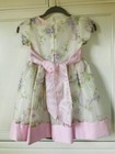 Sugar Plum Vtg Full Dress Girls Sz 5 Floral Sheer Overlay Satin Ribbon Bow Trim