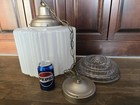 Vintage Art Deco Milk Glass Skyscraper Schoolhouse Light Fixture Pendant Antique