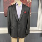 Stafford Knit Blazer Jacket Sport Coat Mens 50r Wool Blend Stretch Charcoal Gray