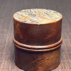 Vintage Rosewood Thumb Ring Box 5  5cm Inlaid Shell Carved Antique Wooden Case
