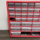 Vintage Akro Mils 40 Drawer Parts Storage Cabinet bolt Bin Organizer Red Plastic