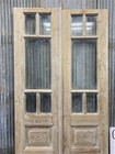 Antique French Double Doors  36 75x86  5 Pane Glass  European Reclaimed G208