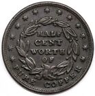 1837 1 2c  Ht-73 Half A Cent Worth Of Pure Copper Hard Times Token