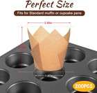 Natural Tulip Cupcake Liners For Baking 200 Cups Unbleached Parchment Paper    