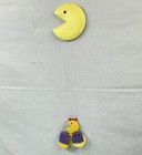 Vintage Pac-man Ceramic Handmade   Painted Hanging Mobile 7 Pieces