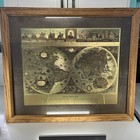 Vintage Wood Framed Gold Foil Blaeu Wall Map Of Old And New World   28       X 24       
