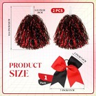 3 Pcs Cheerleading Pom Poms And Large Cheerleader Hair Bow Foil Pompoms Cheer   