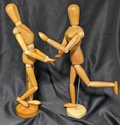 Artist Vintage Wooden Posable Articulated Mannequin Man Woman Figures Set 11 5 
