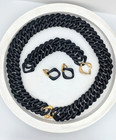 Vintage Trifari Necklace Bracelet Earrings Set Chunky Black Acrylic Link 3 Pc