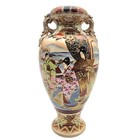 Vtg Japanese Satsuma Style Vase Taisho Showa Era Hand Painted Moriage 15 75 