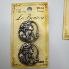 Four Le Bouton Vintage Art Nouveau Style Carded Buttons Silver Tone Italy