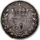   1200748  Great Britain  Victoria  3 Pence  1899  Silver  Vf 20-25   Km 777