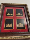 Vintage Thai Temple Gold Relief Framed Wall Art Polyplex Thailand  11 5x10   