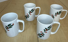 Vintage Alco 4pc Holly Berry Christmas Mugs Set W  Original Box 1980s-90s
