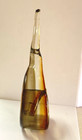 Hand Blown Art Glass Sculpture Twisted Treble Clef Brown Amber Honey 12 t X 4 w
