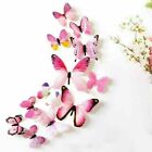 24pcs Butterfly Wall Stickers Home Room Girl Decor Magnet 3d Art Decals Diy Pink