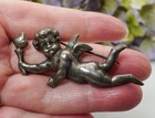 Vintage Sterling Silver Cherub Guardian Angel Guiding Light Large Brooch Pin 16g