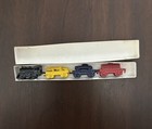 1984 Shackman Co Miniature 4 Metal Train Set Painted  Couplers    Moving Wheels