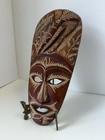 Wood Mask Hand Carved Tribal Folk Art Wall Hanging Tiki Bar Decor 11 5    Tall W2