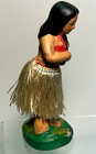 Hawaiian Hula Girl Nodder Figurine     Plaster chalkware     Grass Skirt     1940s-50s