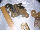  e  Antique Vintage Heavy Big Brass Boat Hinges And Latch