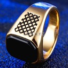 Black Onyx Emerald Cut With 925 Sterling Silver Gold Plated Ring For Men s  b872