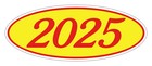 Car Dealer Windshield Oval Model Year Stickers  4 Digit Red yellow