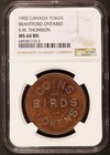 1902 Canada Brantford  Ontario S m  Thomson Coins Birds Token - Ngc Ms 64 Bn