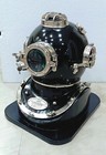 18  Brass Black Finish Diving Divers Sea Us Navy Mark V Helmet With Wooden Base