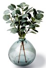 12  Artificial Green Eucalyptus Plant Blown Glass Vase For Nightstand Desk Decor
