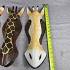 Hand Carved Wood Animal Wall Masks Set Giraffe Zebra Tribal Safari Decor 20 Inch