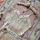 Antique Bias Cut Buttery Satin   Lace Slip Dress  Size M